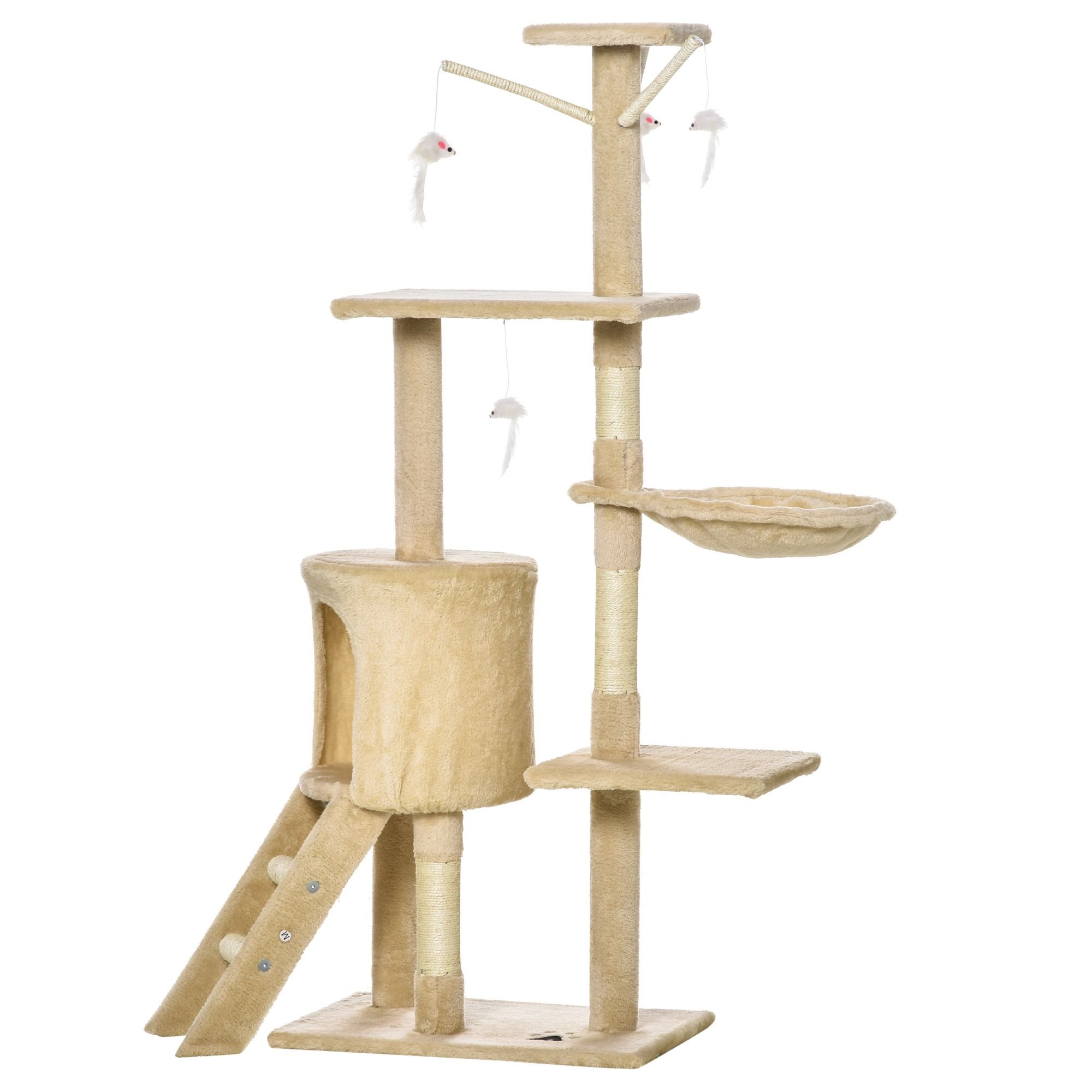 134Cm Cat Tree With Hammock &Amp; Sisal Posts - Beige – Sumo Deals 134Cm Cat Tree