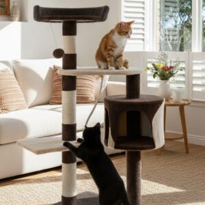 140Cm Cat Tree For Indoor Cats | Plush Perch &Amp; Condo – Sumo Deals 140Cm Cat Tree
