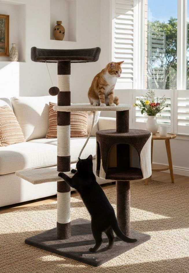 140Cm Cat Tree For Indoor Cats | Plush Perch &Amp; Condo – Sumo Deals 140Cm Cat Tree