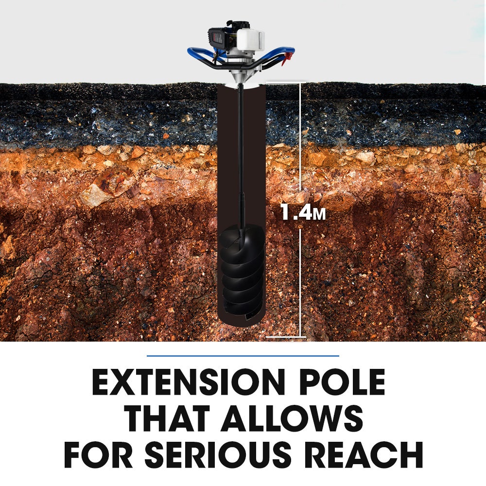 Powerblade Pd950 52Cc Petrol Post Hole Digger Kit – Sumo Deals Petrol Post Hole Digger