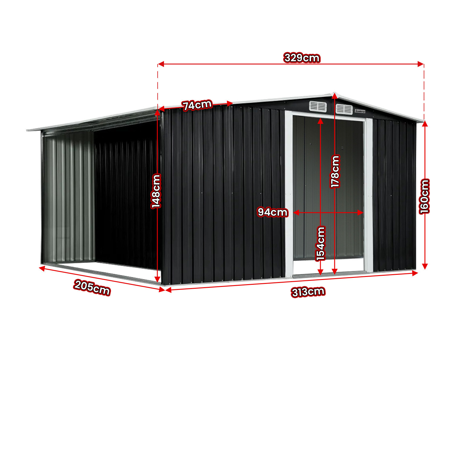 Wallaroo 6X8Ft Garden Shed With Semi-Close Storage - Black – Sumo Deals 6X8Ft Garden Shed