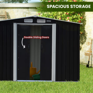 Wallaroo 6X8Ft Garden Shed With Semi-Close Storage - Black – Sumo Deals 6X8Ft Garden Shed