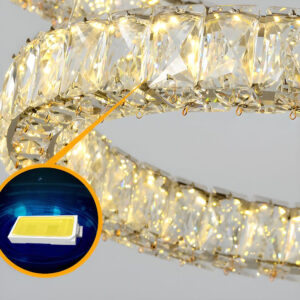 Modern Gold Crystal Chandelier 3-Tier Pendant – Sumo Deals Close-Up Detail Of Pre-Assembled K9 Crystals On The Modern Gold Crystal Chandelier 3-Tier Pendant
