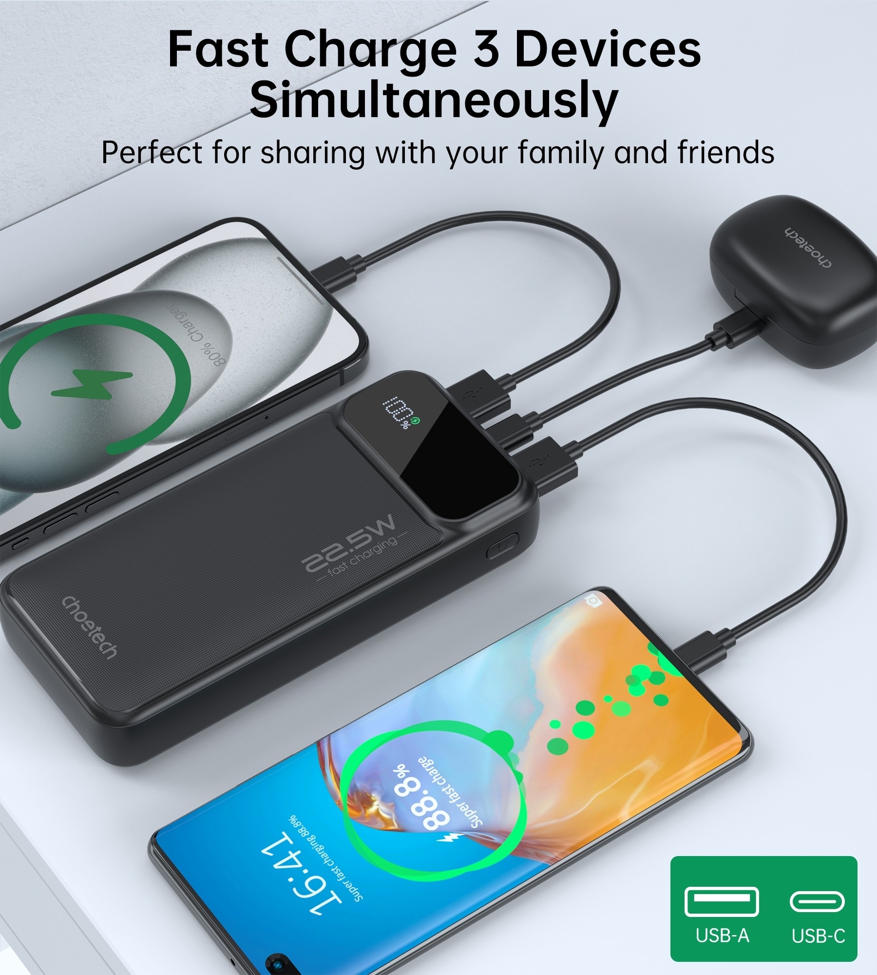 Choetech 20000Mah Power Bank Pd22.5W Digital Display – Sumo Deals 20000Mah Power Bank
