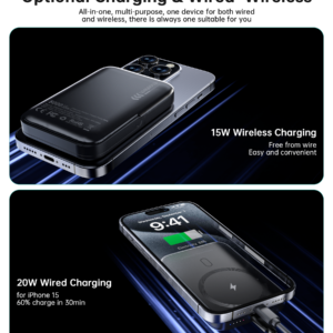 Choetech 10000Mah Magnetic Power Bank With Built-In Kickstand Holding A Phone Horizontally