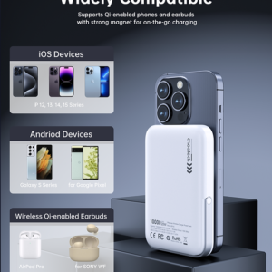 Choetech 10000Mah Magnetic Wireless Power Bank White Product Image Sumo Deals