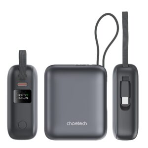Choetech 10000Mah 35W Powerleap Power Bank Grey – Sumo Deals Top Edge Shot Showing The Extra Usb-C Port Interface On The Choetech 35W Powerleap Power Bank.