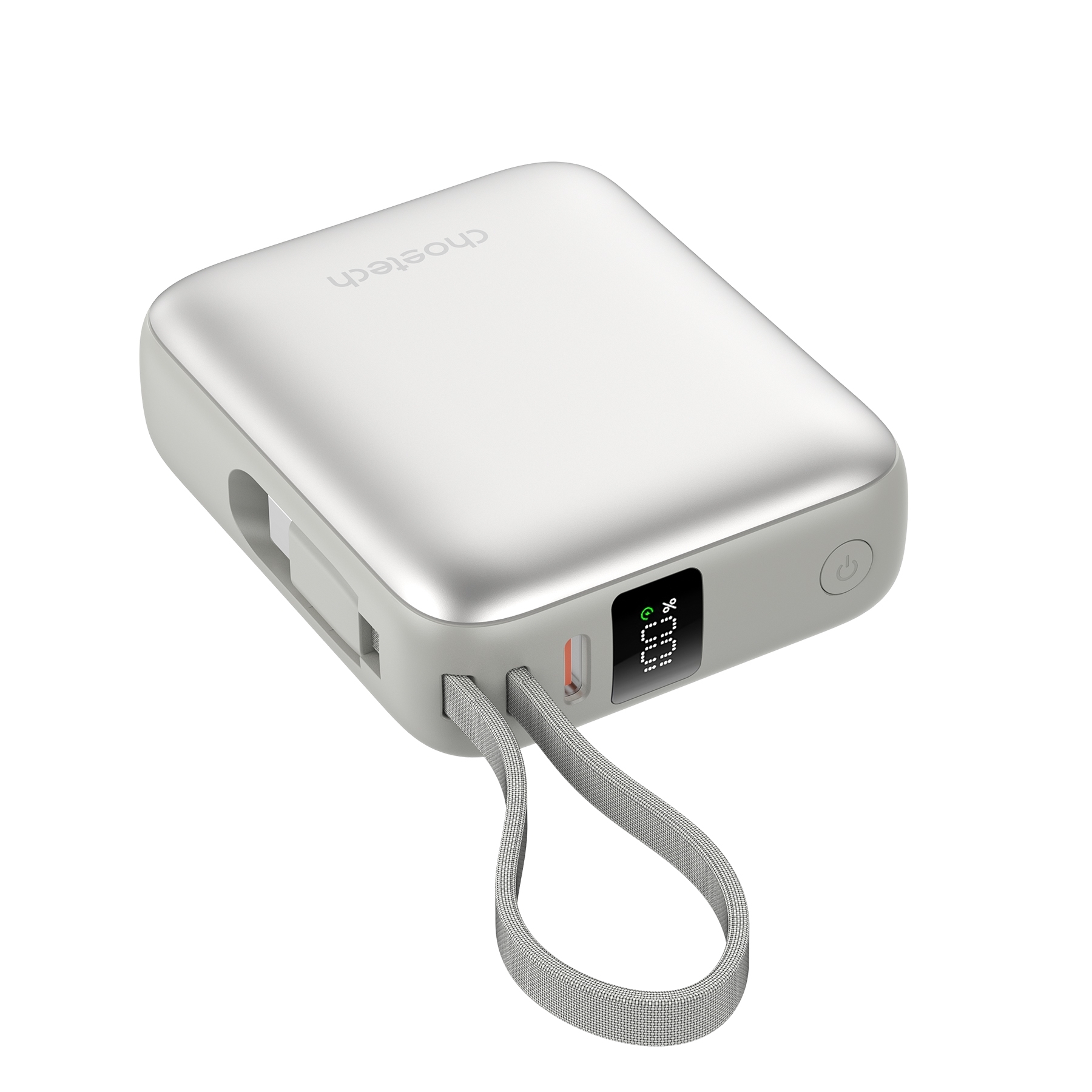 Choetech 10000Mah 35W Powerleap Power Bank Silver – Sumo Deals Choetech 10000Mah 35W Powerleap Power Bank Silver Showing The Real-Time Led Digital Percentage Screen.
