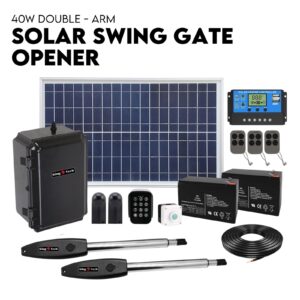 KingTech solar double swing gate opener actuator arms with 40W solar panel
