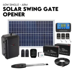 King Tech solar single swing gate opener kit with 40W solar panel