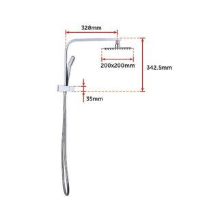 Della Francesca Chrome Square Compact Shower Rail Set – Sumo Deals Close Up Look At The 8 Inch Chrome Overhead Rain Shower Head Square Plate.