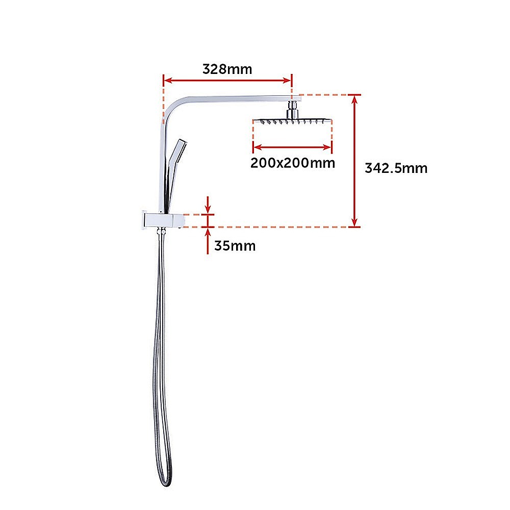 Della Francesca Chrome Square Compact Shower Rail Set – Sumo Deals Close Up Look At The 8 Inch Chrome Overhead Rain Shower Head Square Plate.