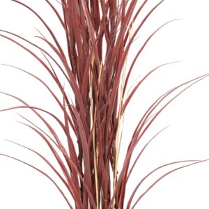 Close Up Look At The Deep Red And Crimson Blades Of A Faux Burgundy Grass Plant