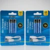 Brillar 4 Pack Aa Usb Rechargeable Li Ion Batteries With Multi Head Charging Cable