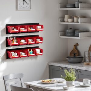 Wall Mounted Storage Bins | 12 Red Plastic Bins – Sumo Deals Wall Mounted Storage Bins