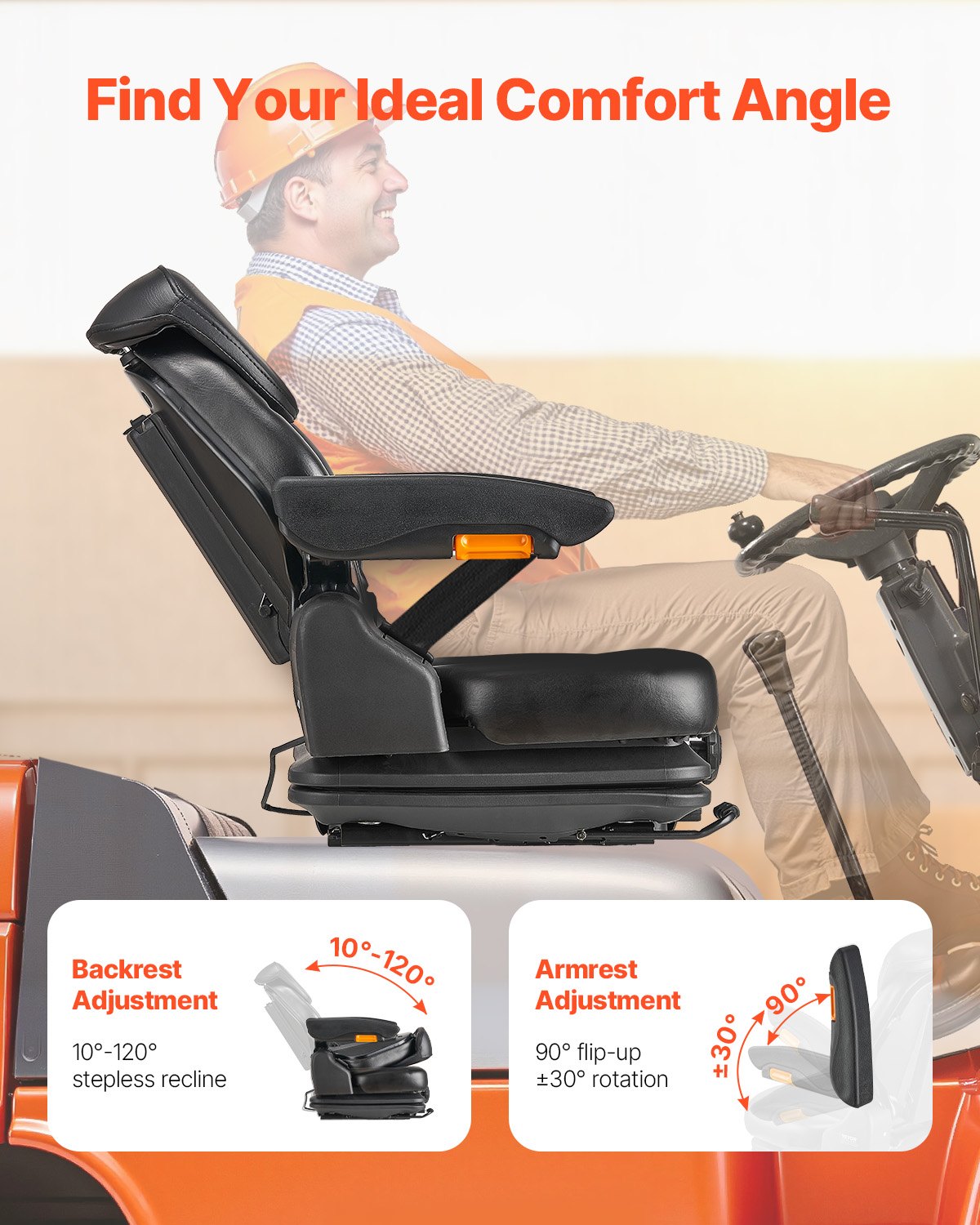 Universal Forklift Seat | Adjustable Suspension &Amp; Belt – Sumo Deals Forklift Seat