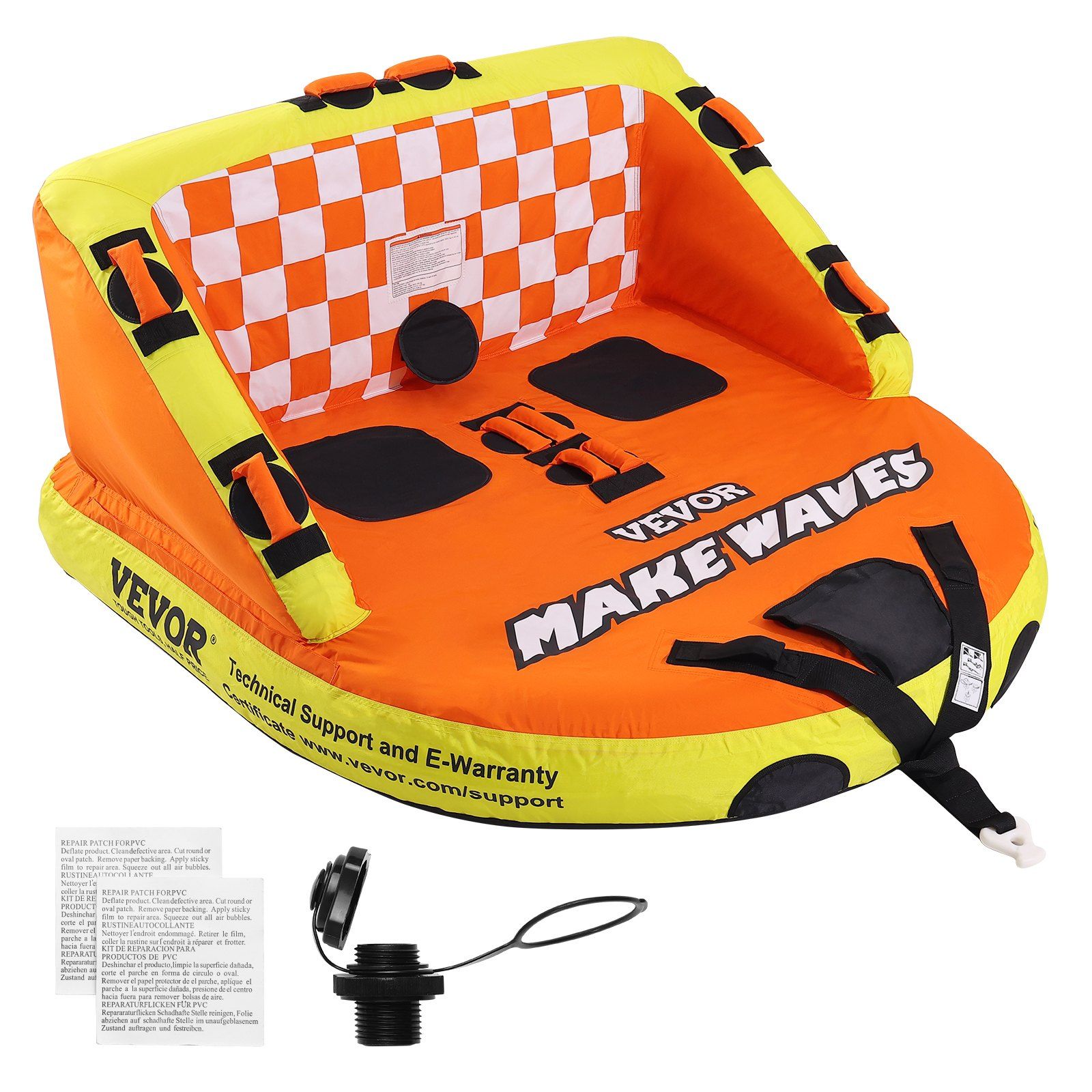 Premium 2 Rider Inflatable Towable Tube With Seats – Sumo Deals Premium 2 Rider Inflatable Towable Tube Couch Style Water Toy For Boating