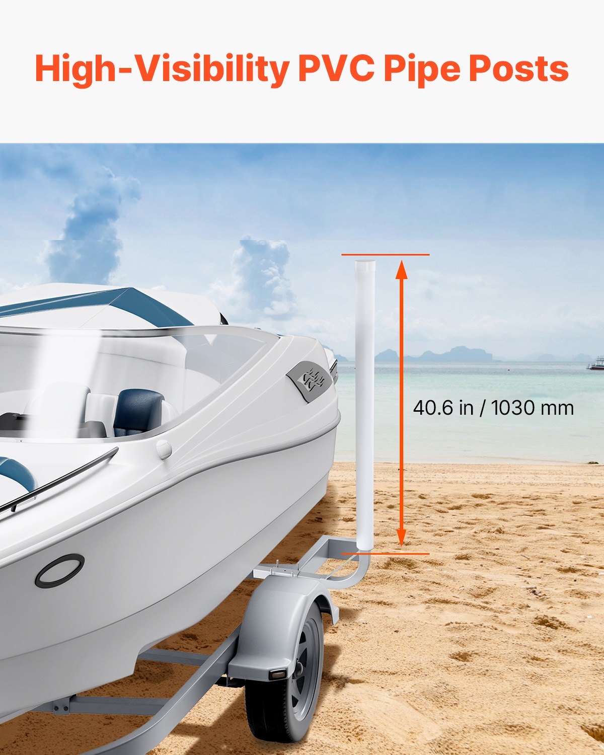 Steel Boat Trailer Guide Ons Adjustable 1219Mm 2Pc – Sumo Deals Steel Boat Trailer Guide Ons Installed On A Multi-Roller Boat Trailer At A Boat Ramp