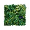 Set of 12 interlocking artificial grass wall panels arranged together covering a wall space.