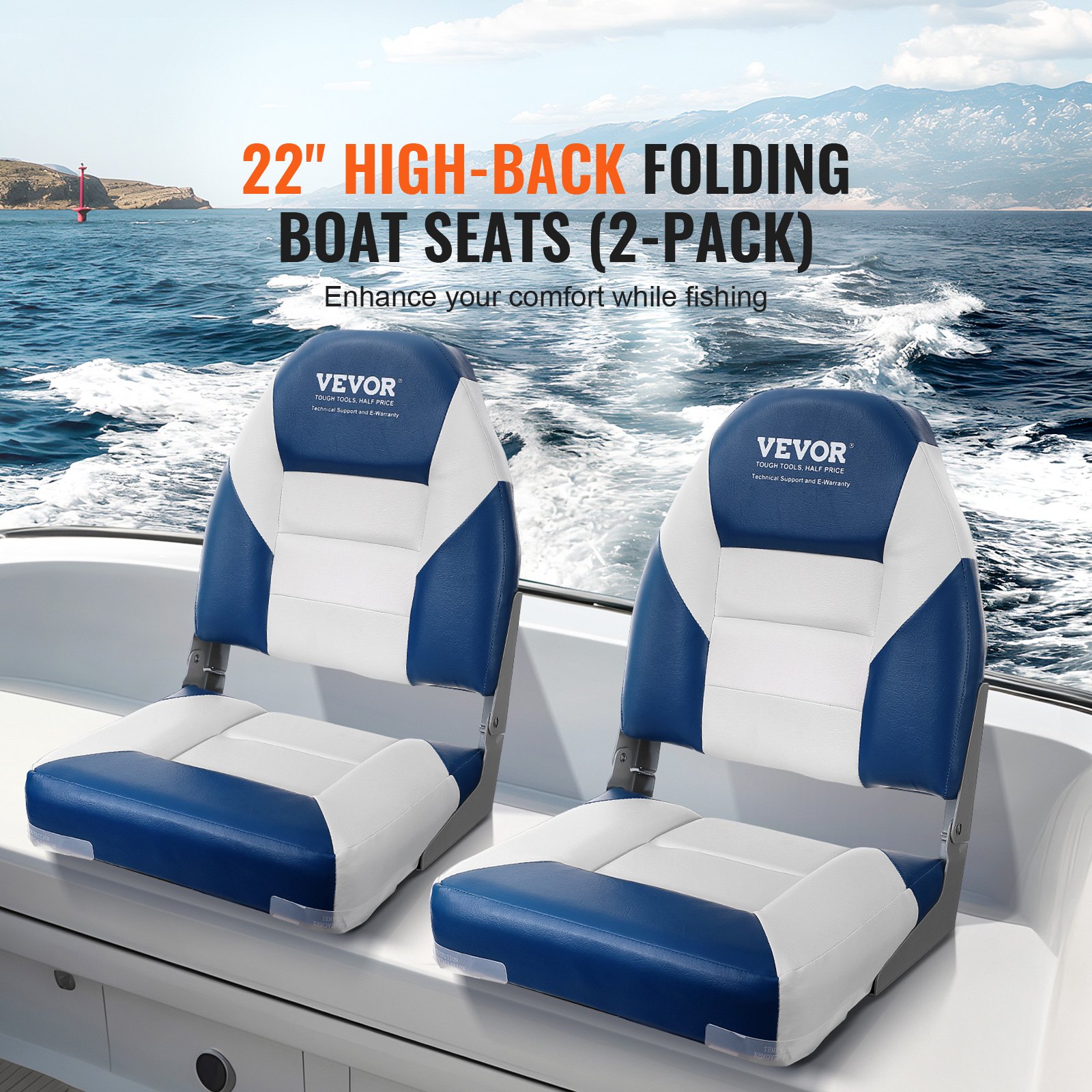 Heavy Duty High Back Folding Boat Seats 2 Pack – Sumo Deals Heavy Duty High Back Folding Boat Seats 2 Pack - Image 2