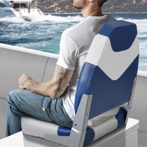 Heavy Duty High Back Folding Boat Seats 2 Pack – Sumo Deals One High Back Boat Seat Folded Down Flat Showing The Hinge