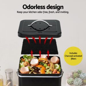 Gardeon 5L Kitchen Compost Bin - Black – Sumo Deals Gardeon 5L Compost Bin Kitchen Countertop Food Waste Caddy Black Product Image