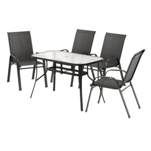 Gardeon 5PC Outdoor Dining Set Table and Chairs Patio Furniture Bistro Set Garden Black product image