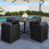 Gardeon Outdoor Dining Set 5 Piece Wicker Table Chairs Setting Black Product Image