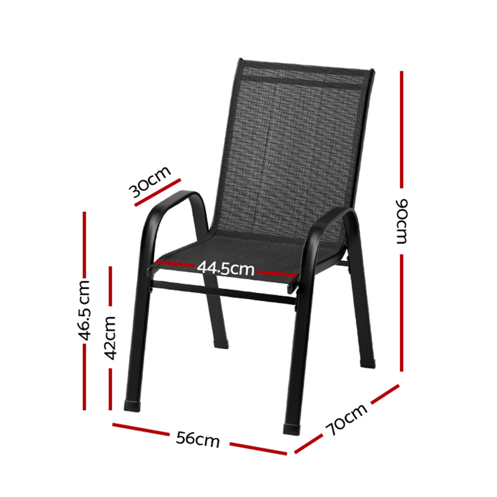 Gardeon 4Pc Outdoor Dining Chairs – Stackable Black – Sumo Deals Gardeon 4Pc Outdoor Dining Chairs Stackable Lounge Chair Patio Furniture Black Product Image