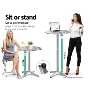 Gardeon Outdoor Bar Table Adjustable Aluminium Round 70/110Cm Product Image