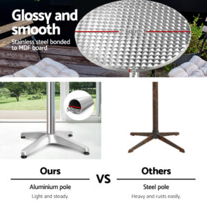 Gardeon Outdoor Bar Table Adjustable Aluminium Round 70/110Cm Product Image