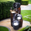 Gardeon Solar Water Feature Cascading Fountain 3-Tier Bucket LED light Bird 76CM product image