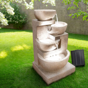 Gardeon Solar Water Feature Cascading Fountain 4-Tier Bowl LED Lights 72CM Sand product image