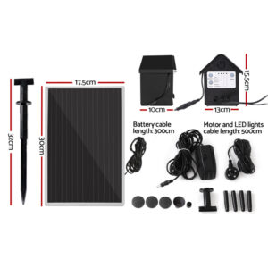 Gardeon Solar Pond Pump Submersible Water Fountain With Battery Kit Led Lights 4Ft Product Image