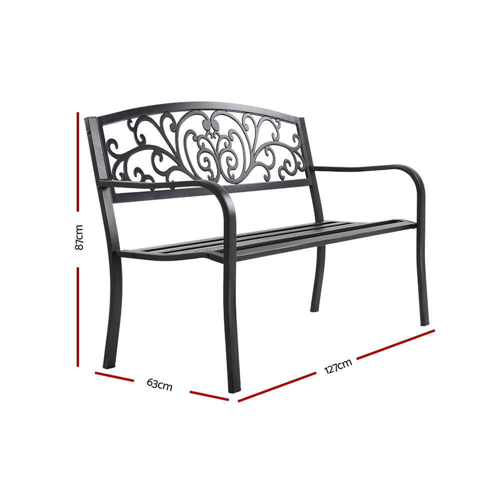 Gardeon Outdoor Garden Bench | 3-Seater Steel Park Seat – Sumo Deals Gardeon Outdoor Garden Bench Seat Steel Outdoor Furniture 3 Seater Park Black Product Image