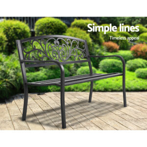 Gardeon Outdoor Garden Bench | 3-Seater Steel Park Seat – Sumo Deals Gardeon Outdoor Garden Bench Seat Steel Outdoor Furniture 3 Seater Park Black Product Image