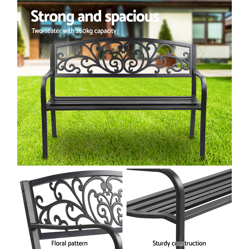 Gardeon Outdoor Garden Bench | 3-Seater Steel Park Seat – Sumo Deals Gardeon Outdoor Garden Bench Seat Steel Outdoor Furniture 3 Seater Park Black Product Image