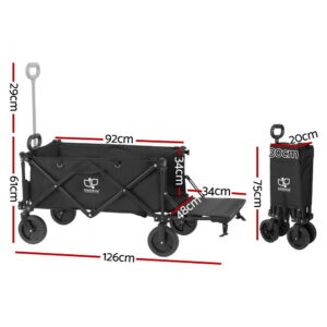 Gardeon Garden Cart With Opening Rear Black Product Image