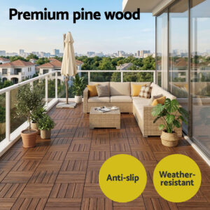 Gardeon 10Pcs Wood Deck Tiles 30X30Cm Interlocking Floor Tiles For Patio Balcony Garden Product Image