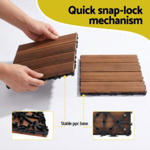 Gardeon 10Pcs Wood Deck Tiles 30X30Cm Interlocking Floor Tiles For Patio Balcony Garden Product Image