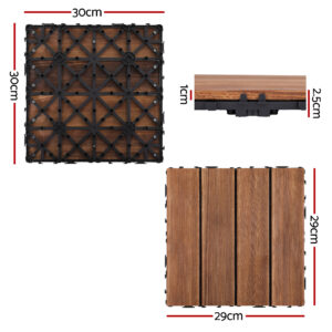 Gardeon 27-Pack Wood Deck Tiles 30X30Cm – Sumo Deals Gardeon 27Pcs Wood Deck Tiles 30X30Cm Interlocking Floor Tiles For Patio Balcony Garden Product Image