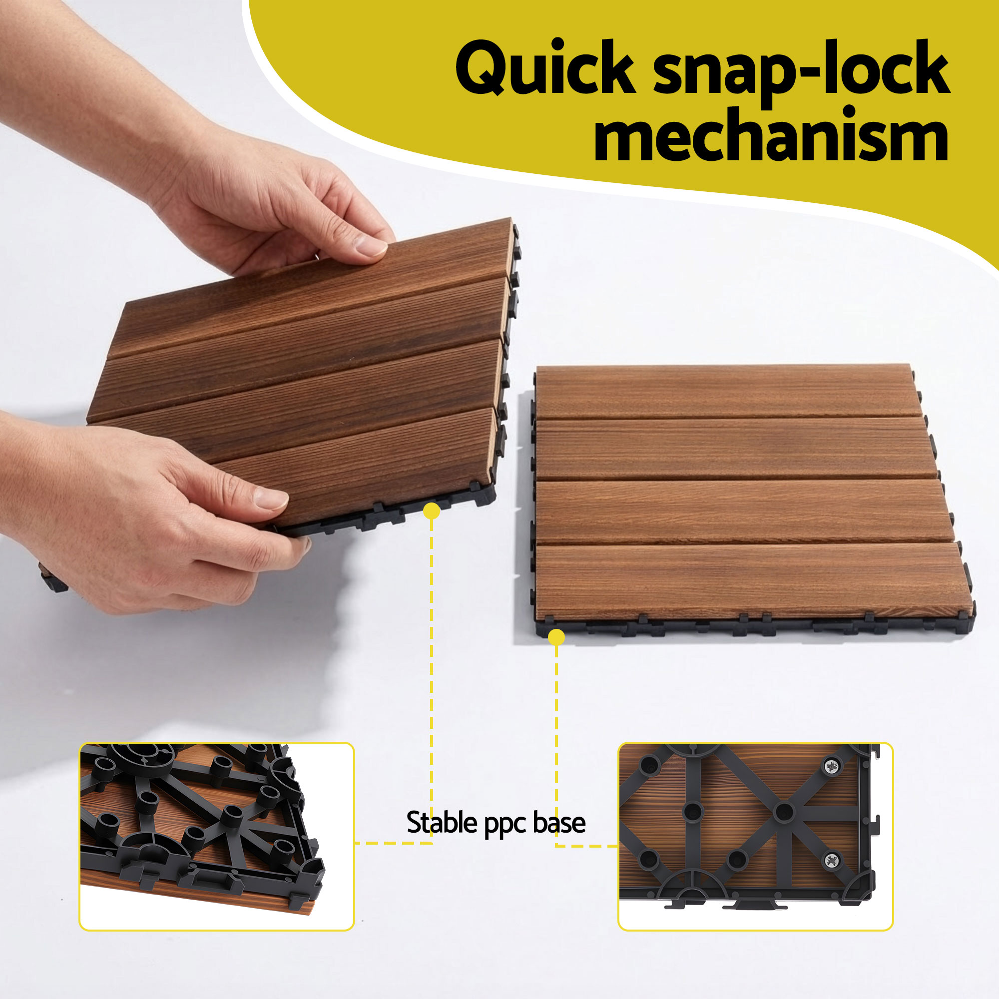 Gardeon 27-Pack Wood Deck Tiles 30X30Cm – Sumo Deals Gardeon 27Pcs Wood Deck Tiles 30X30Cm Interlocking Floor Tiles For Patio Balcony Garden Product Image