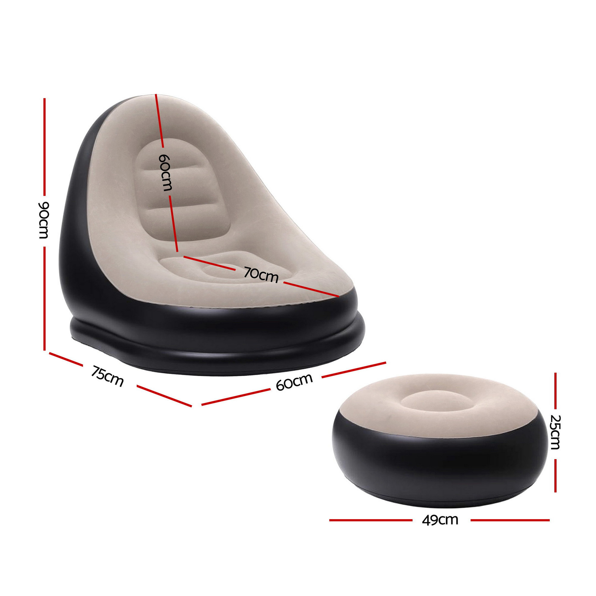 Gardeon Inflatable Chair &Amp; Ottoman Set With Pump – Sumo Deals Gardeon Inflatable Chair With Ottoman Air Sofa Blow Up Air Chair For Camping With Pump Product Image