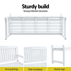 Gardeon Outdoor Garden Bench Wooden 2 Seater Lounge Chair Patio Furniture White Product Image