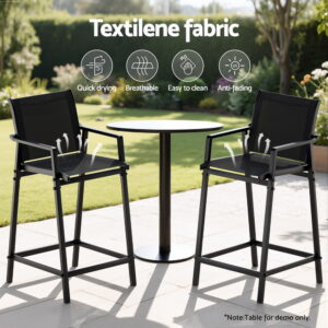 Gardeon Outdoor Bar Stools - 2Pc Steel Dining Chairs Black – Sumo Deals Gardeon 2Pc Outdoor Bar Stools Steel Dining Chairs Patio Furniture Garden Black Product Image