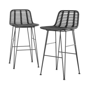 Gardeon 2x Outdoor Bar Stools Rattan Black product image