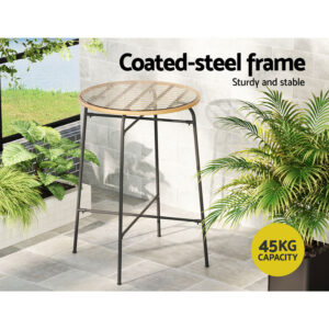 Gardeon Outdoor Bar Table Wicker Dining Bistro Patio Balcony Glass Table Steel Product Image