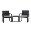 Gardeon 3PC Outdoor Bistro Set Patio Furniture Wicker Dining Chairs Table Cushion Black product image