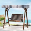Gardeon Outdoor Wooden Swing Chair Garden Bench Canopy Cushion 2 Seater Charcoal Product Image