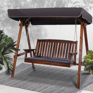 Gardeon Wooden Swing Chair Garden Bench Canopy 3 Seater Outdoor Furniture Product Image